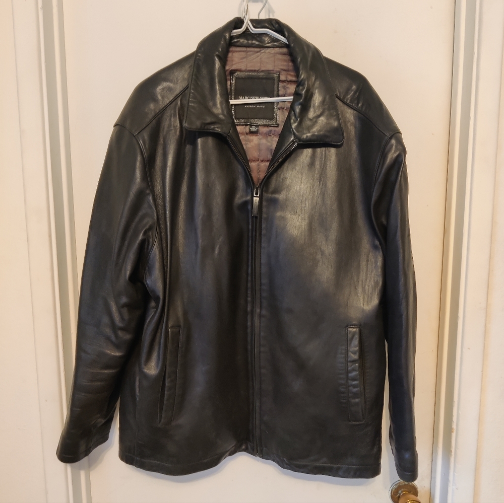 Marc New York Black leather jacket sz XL